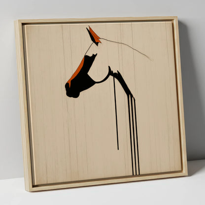 Minimalist Ink Profile horse breed canvas wall art in natural frame