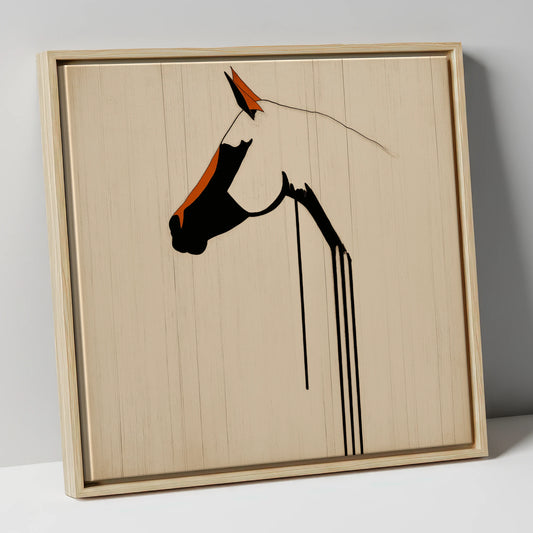 Minimalist Ink Profile horse breed canvas wall art in natural frame