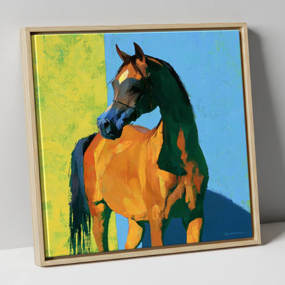 Arabian Horse in Bold Colours horse breed canvas wall art in natural frame