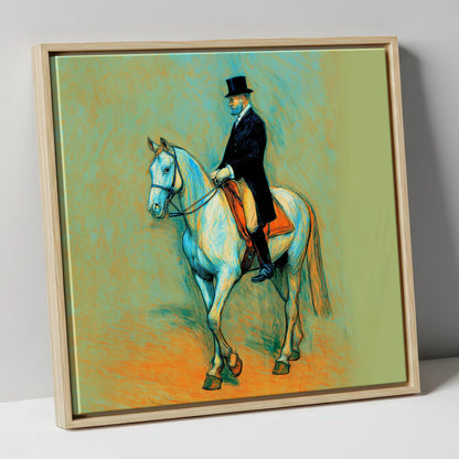 The Classical Master dressage horse canvas wall art in natural frame