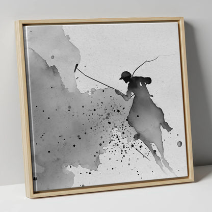 Dynamic Polo Silhouette polo horse canvas wall art in natural frame