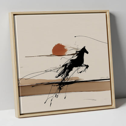 Wild Horizon Flight wild horses canvas wall art in natural frame