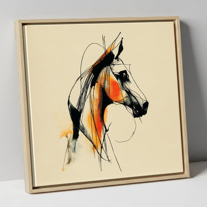 Dynamic Amber Profile horse breed canvas wall art in natural frame