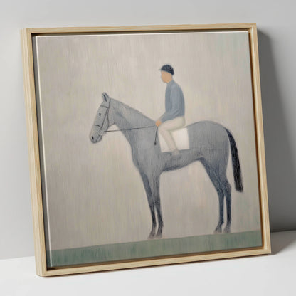 The Slate Grey Racer racing horse canvas wall art in natural frame