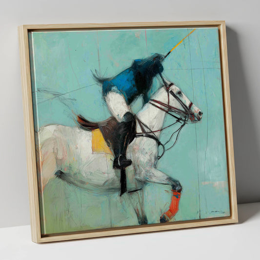 The Final Chukka polo horse canvas wall art in natural frame