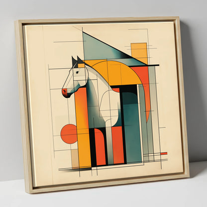 Structural Harmony horse stable canvas wall art in natural frame