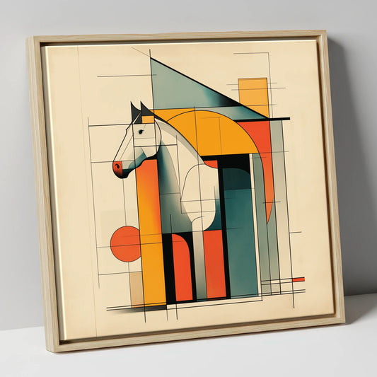 Structural Harmony horse stable canvas wall art in natural frame