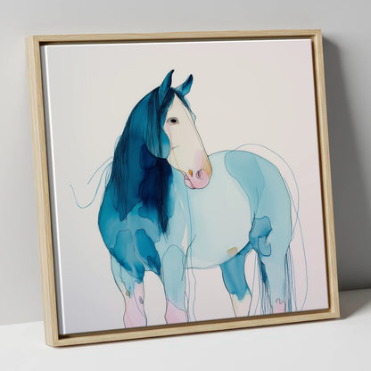 Ethereal Blue Equine horse breed canvas wall art in natural frame