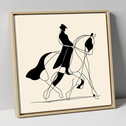 Harmony in Motion dressage horse canvas wall art in natural frame
