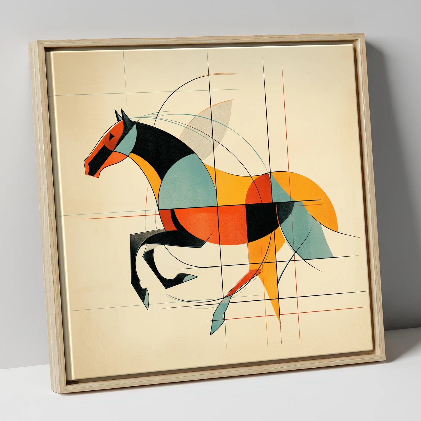 Rhythm in Motion racing horse canvas wall art in natural frame
