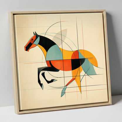 Rhythm in Motion racing horse canvas wall art in natural frame