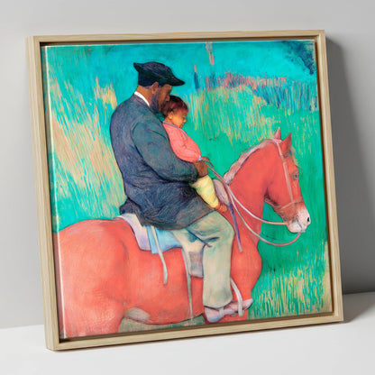 The Shared Ride horse & rider canvas wall art in natural frame