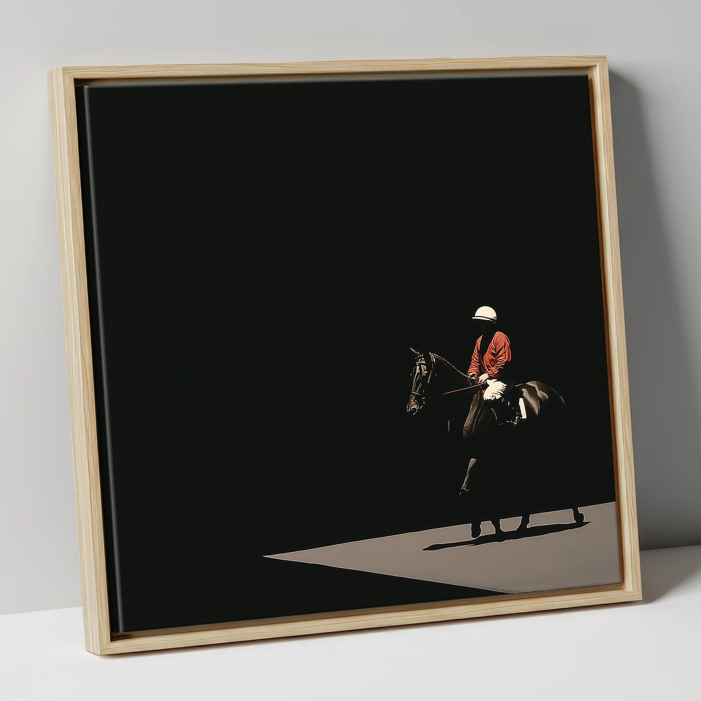 Quiet Before the Roar racing horse canvas wall art in natural frame