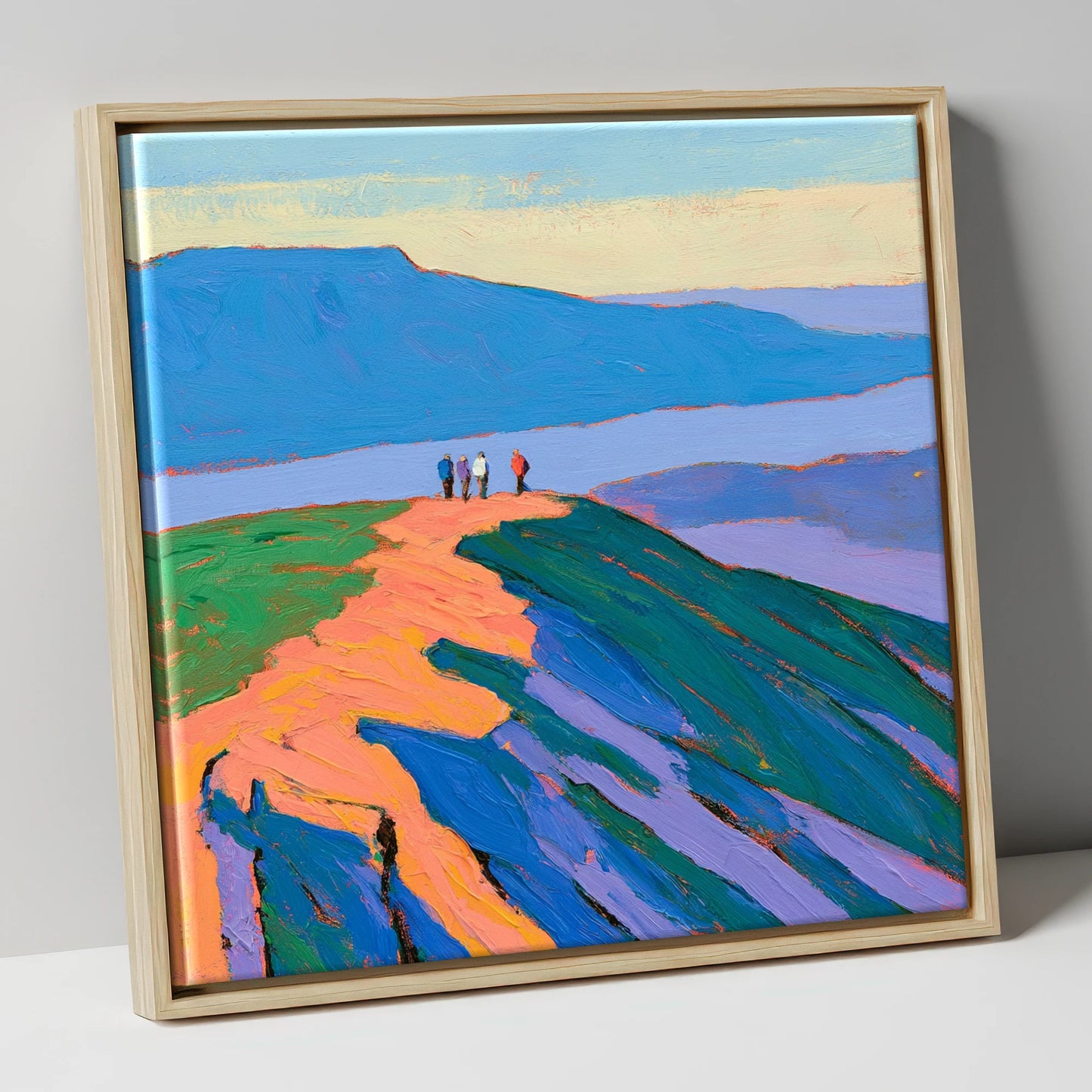 View From The Ridge horse landscape canvas wall art in natural frame