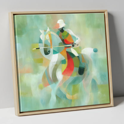 Harmonious Chukka polo horse canvas wall art in natural frame