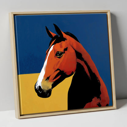 Bold Chestnut Portrait horse portrait canvas wall art in natural frame