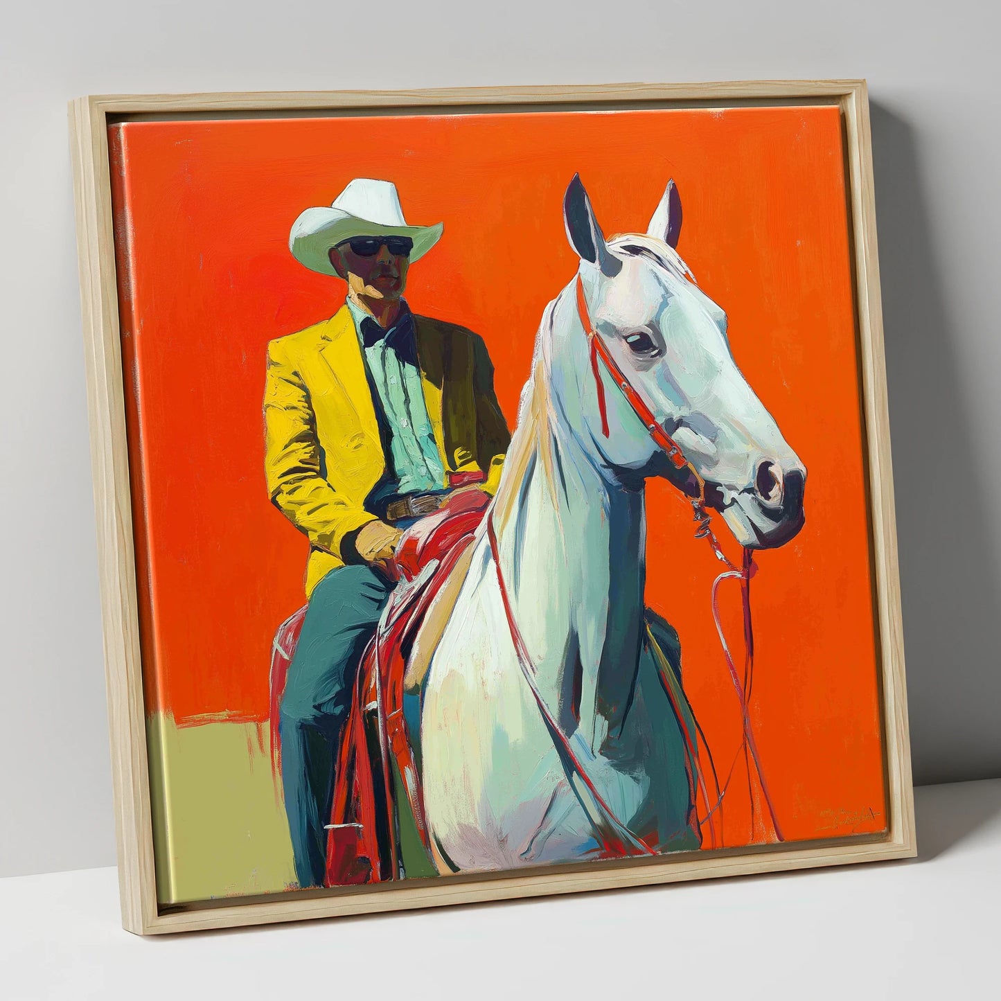 The Bright Frontier western horse canvas wall art in natural frame