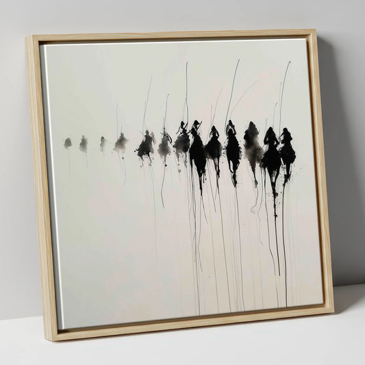 The Ethereal Field racing horse canvas wall art in natural frame