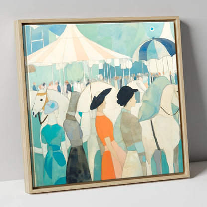 Trackside Elegance racing horse canvas wall art in natural frame