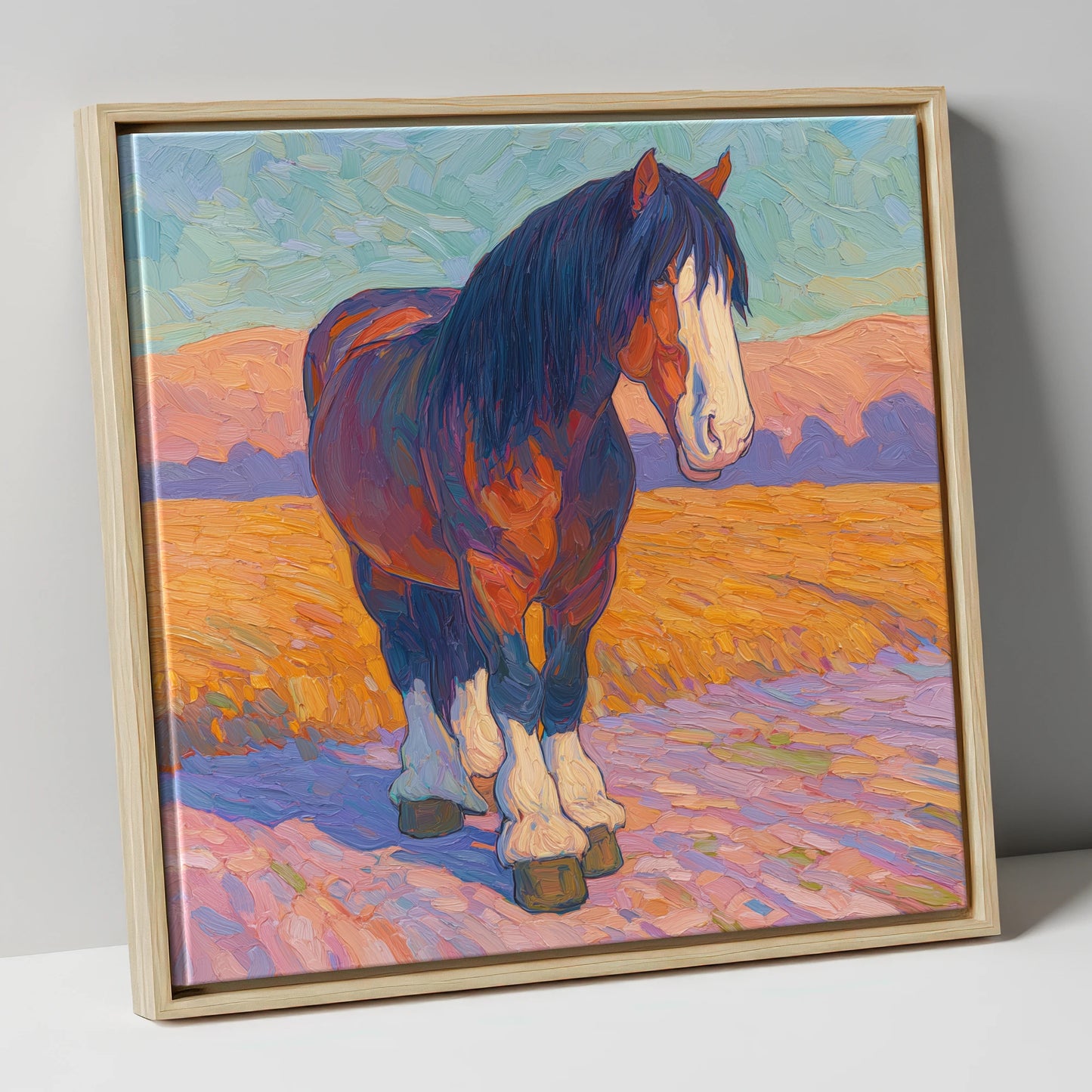 Vivid Heavy Horse horse breed canvas wall art in natural frame