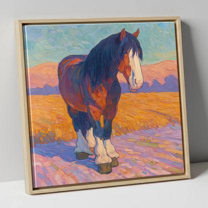 Vivid Heavy Horse horse breed canvas wall art in natural frame