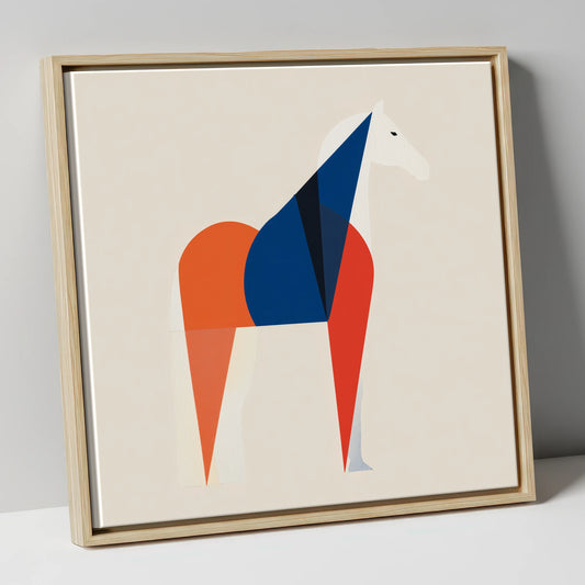 Modern Equine Geometry horse breed canvas wall art in natural frame
