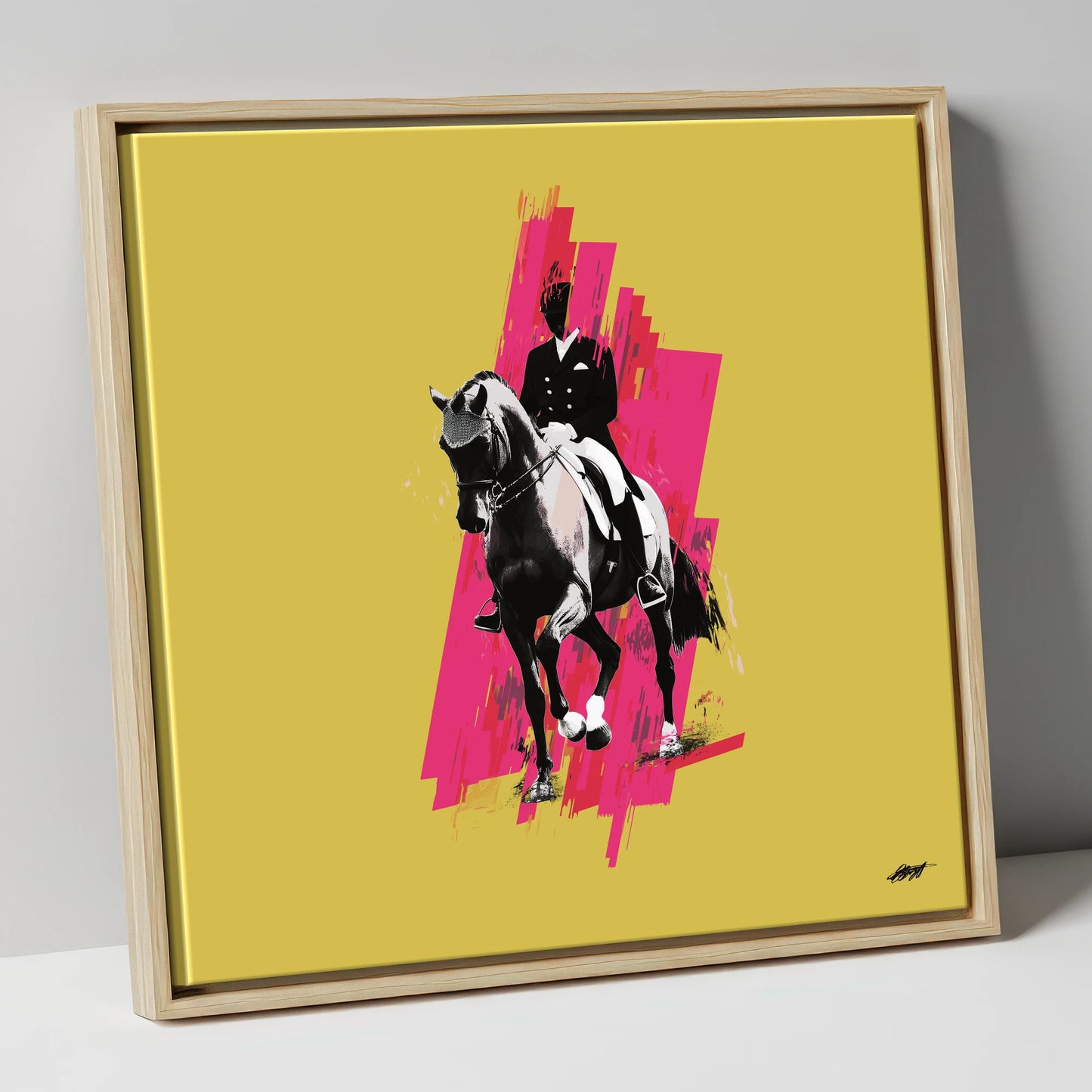 Bold Dressage Rhythm dressage horse canvas wall art in natural frame