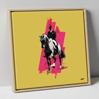 Bold Dressage Rhythm dressage horse canvas wall art in natural frame