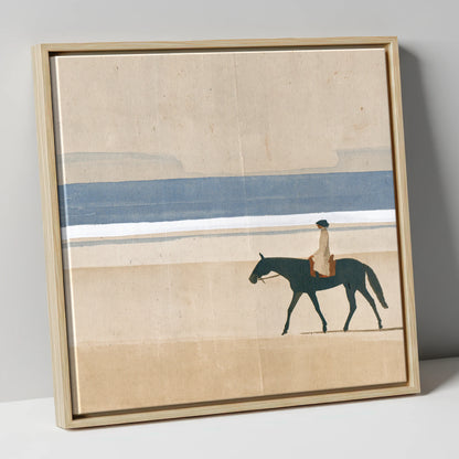 Tide Line Tranquillity beach horse canvas wall art in natural frame