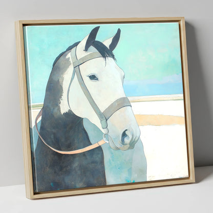 Modern Working Grey working horse canvas wall art in natural frame