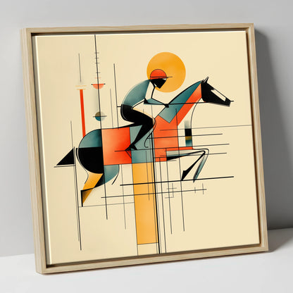 Precision at Pace racing horse canvas wall art in natural frame