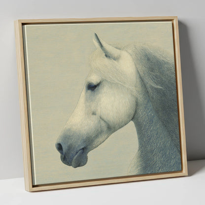 Timeless Grey Profile horse breed canvas wall art in natural frame