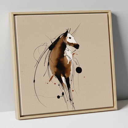 Fluid Ink Profile horse portrait canvas wall art in natural frame