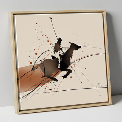 Forward Momentum horse & rider canvas wall art in natural frame