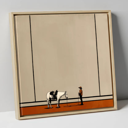 Quiet Western Connection western horse canvas wall art in natural frame