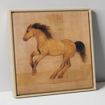 Classical Equine Study horse portrait canvas wall art in natural frame