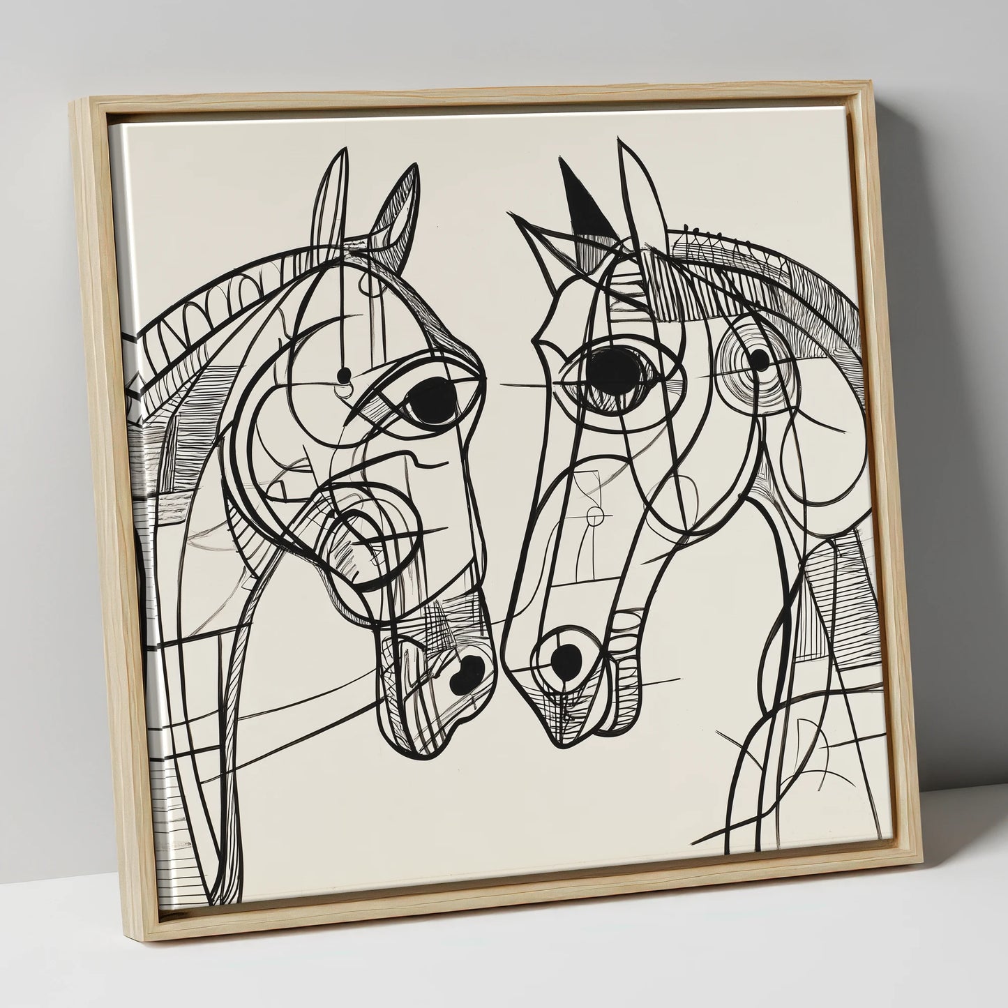 Structural Equine Bond horse portrait canvas wall art in natural frame