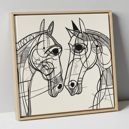Structural Equine Bond horse portrait canvas wall art in natural frame