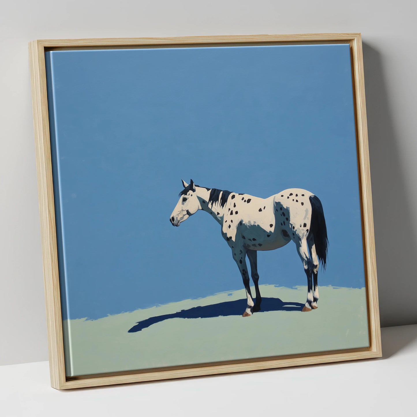 Appaloosa Under Azure Skies horse breed canvas wall art in natural frame