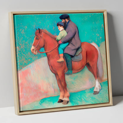 A Shared Journey horse & rider canvas wall art in natural frame