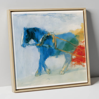 The Azure Draught working horse canvas wall art in natural frame