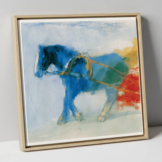 The Azure Draught working horse canvas wall art in natural frame