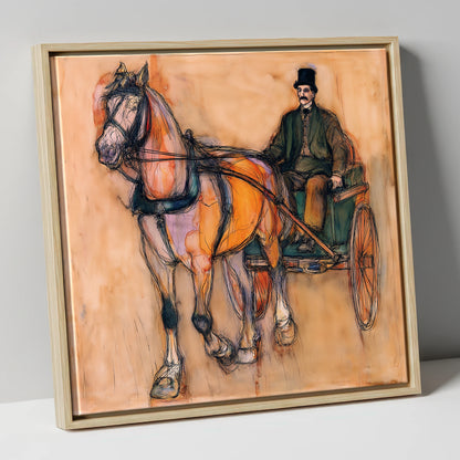 Gentleman of the Reins working horse canvas wall art in natural frame