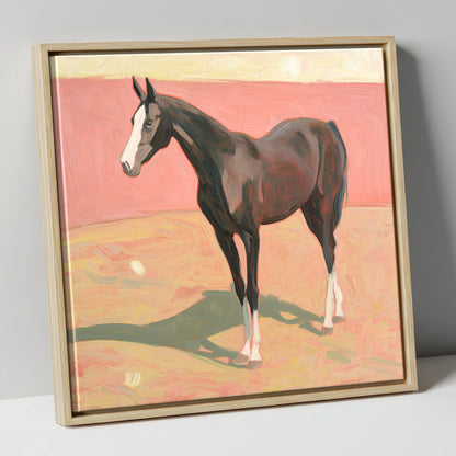 Quiet Grace in Pastel horse breed canvas wall art in natural frame