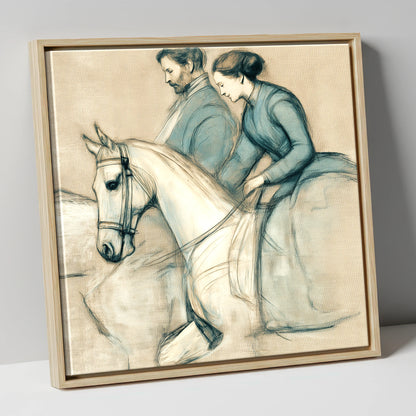 The Shared Journey horse & rider canvas wall art in natural frame