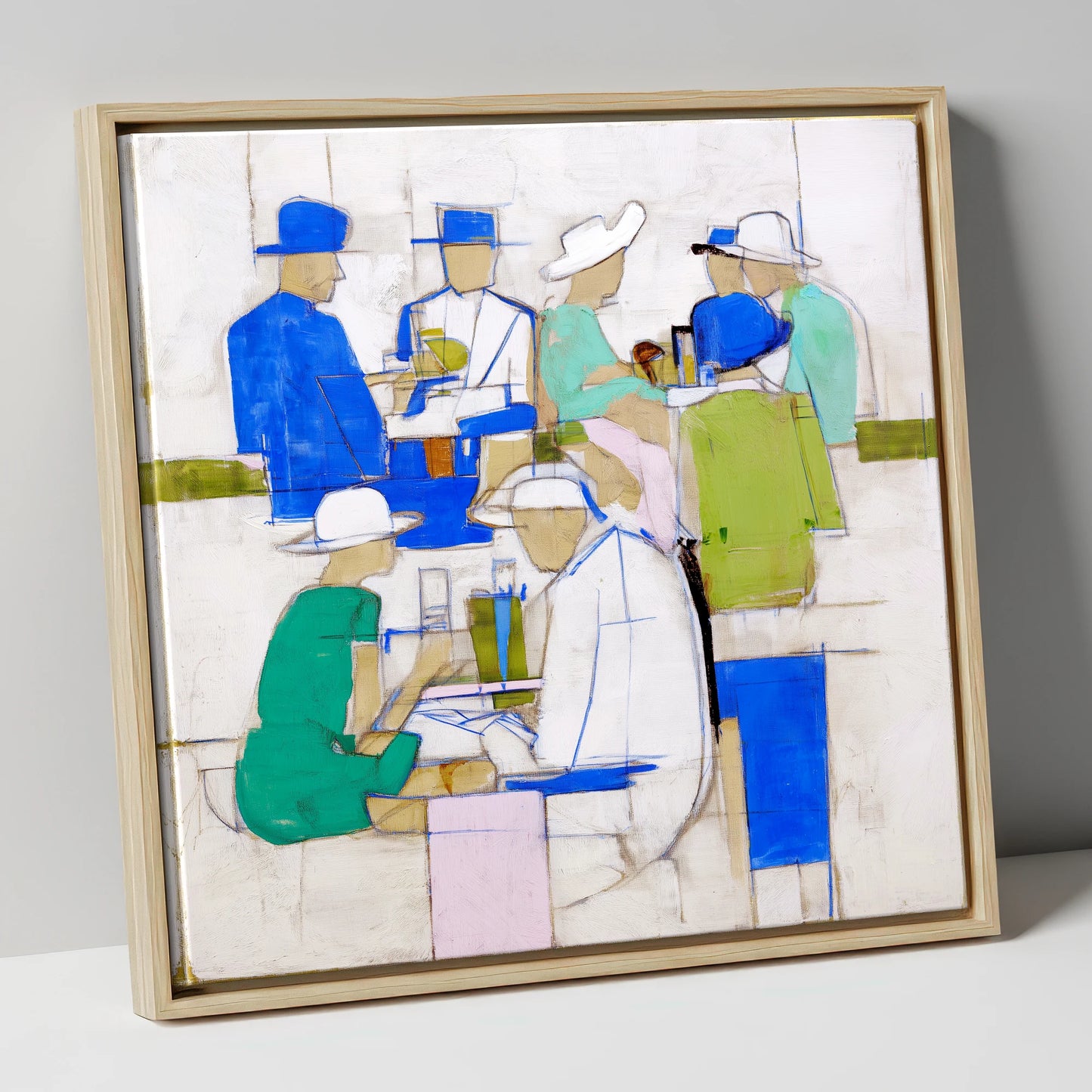 The Racing Crowd racing horse canvas wall art in natural frame