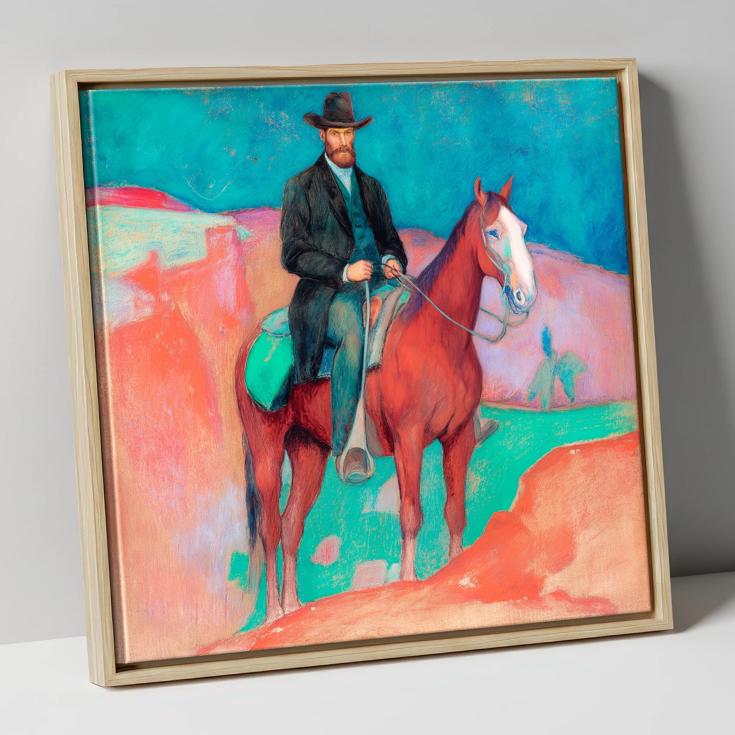 The Painted Frontier western horse canvas wall art in natural frame