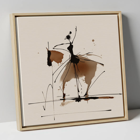 Harmony in Motion dressage horse canvas wall art in natural frame