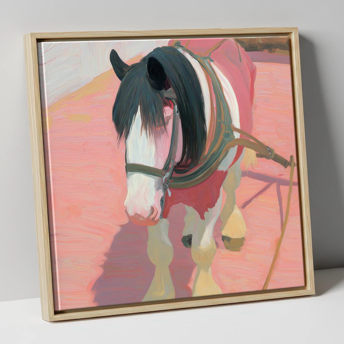 The Patient Draught working horse canvas wall art in natural frame