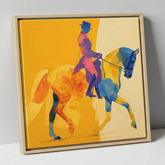 Vivid Dressage Rhythms dressage horse canvas wall art in natural frame